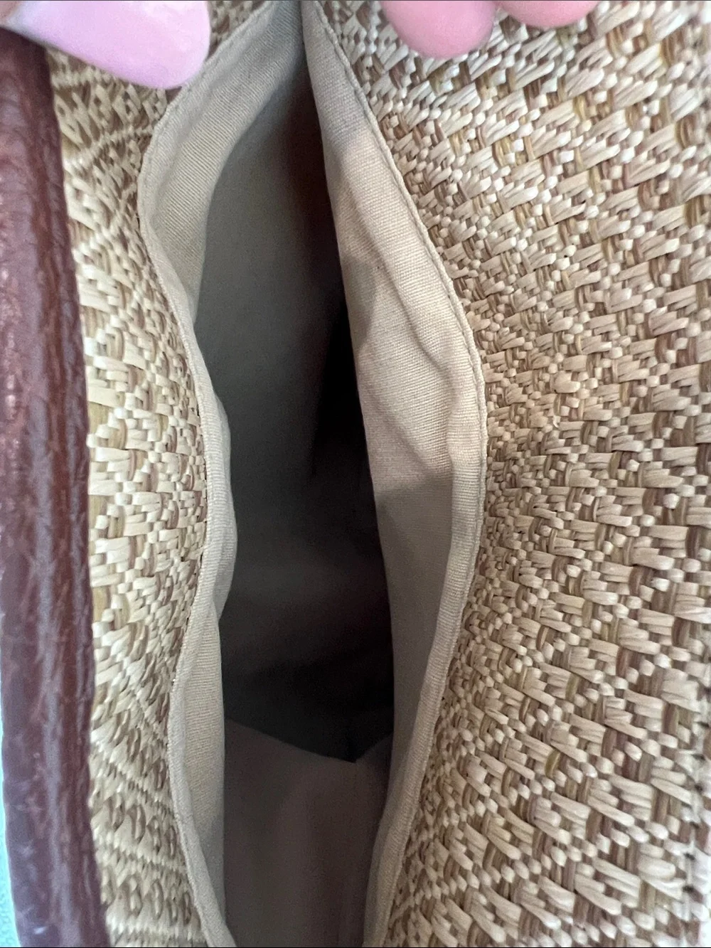 Jaclyn Smith Woven Straw Shoulder Bag with Brown Leather Trim